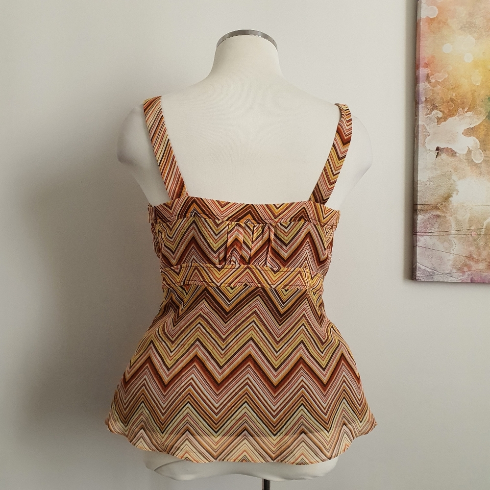 CUE Zig Zag Tan Retro Print Tank Size 12 - Picture 3 of 10